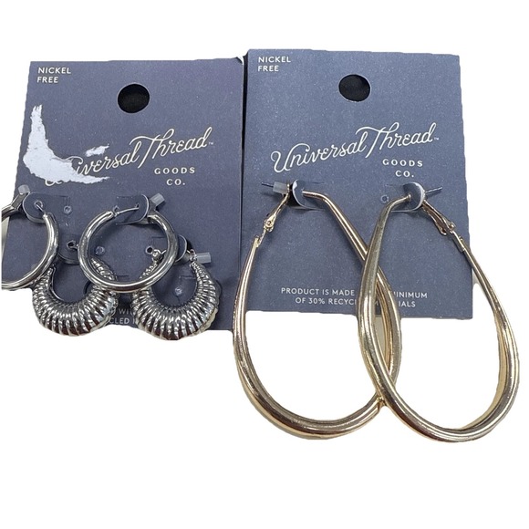 Universal Jewelry - Universal Thread Dangle‎ Gold Tone/Silver Tone Lot 2 Pairs  Earrings E1-12
